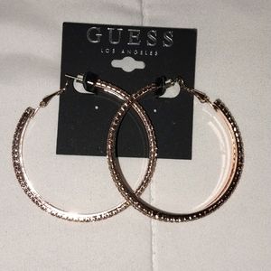 Rose gold guess hoop earrings